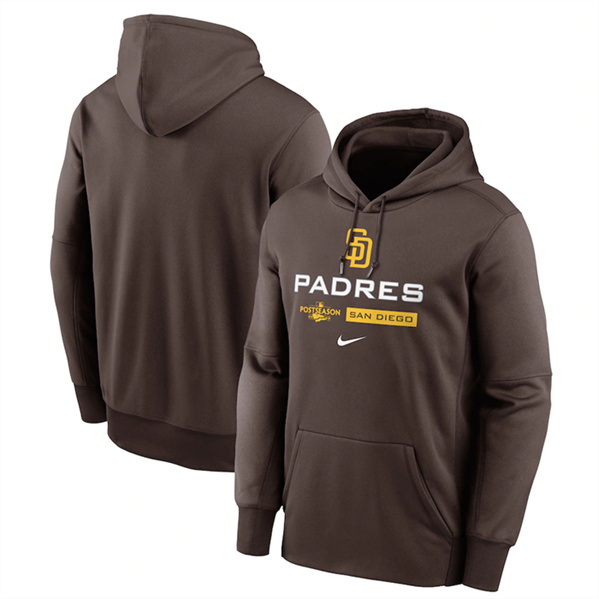 Men's San Diego Padres Brown 2022 Performance Pullover Hoodie - Click Image to Close